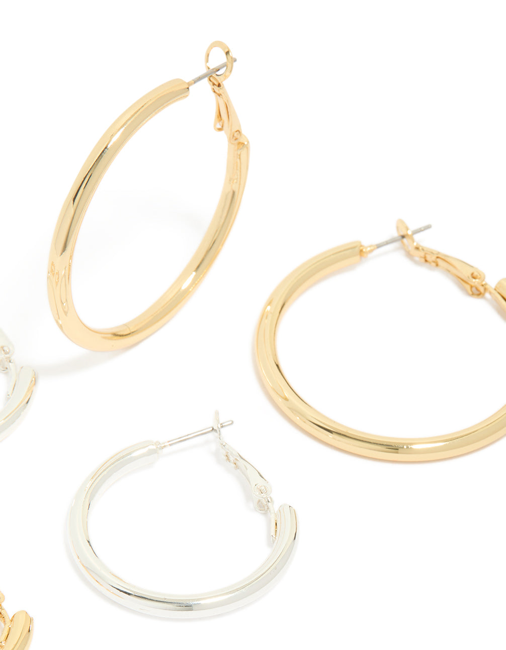 Mixed Metals Basic Thick Hoop Earrings 3-Pack