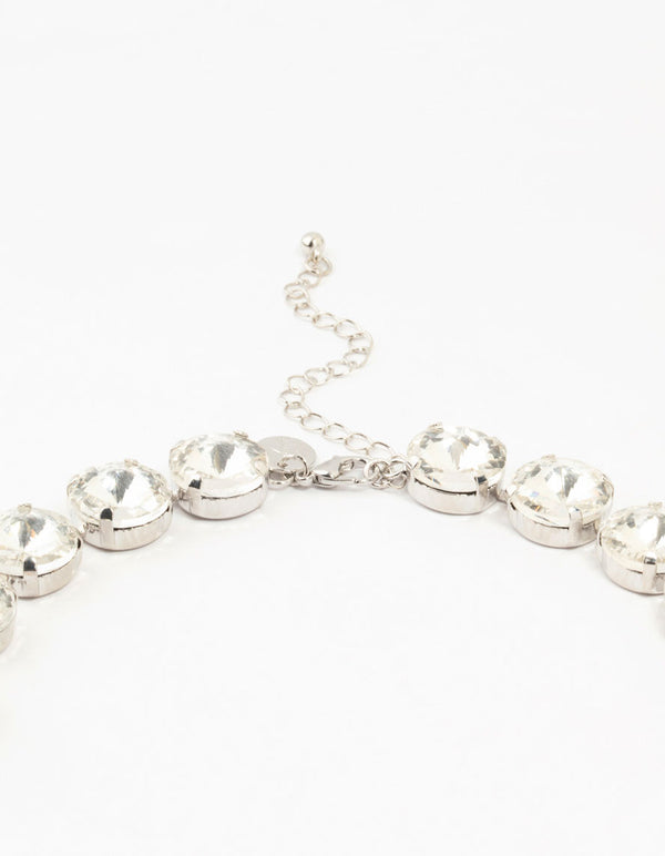 Silver Diamante Statement Pendant Necklace