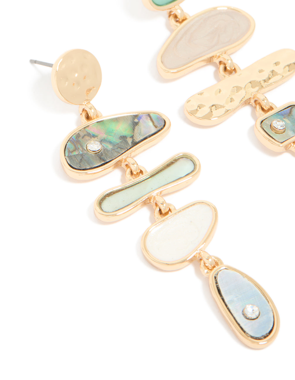 Gold Mixed Shape & Multicoloured Shell Drop Earrings