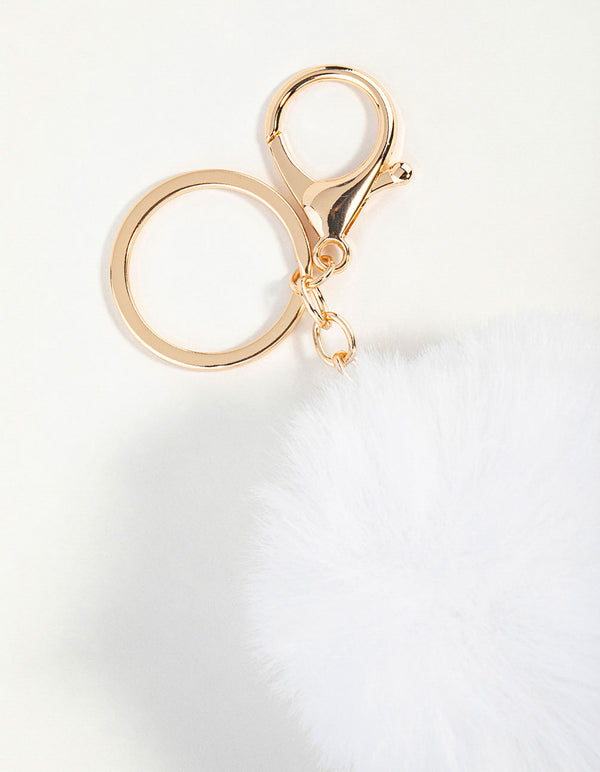 Pink Pom Pom Fabric Keychain