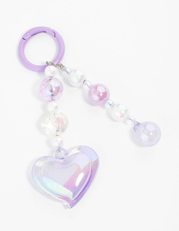Purple Large Heart Keychain