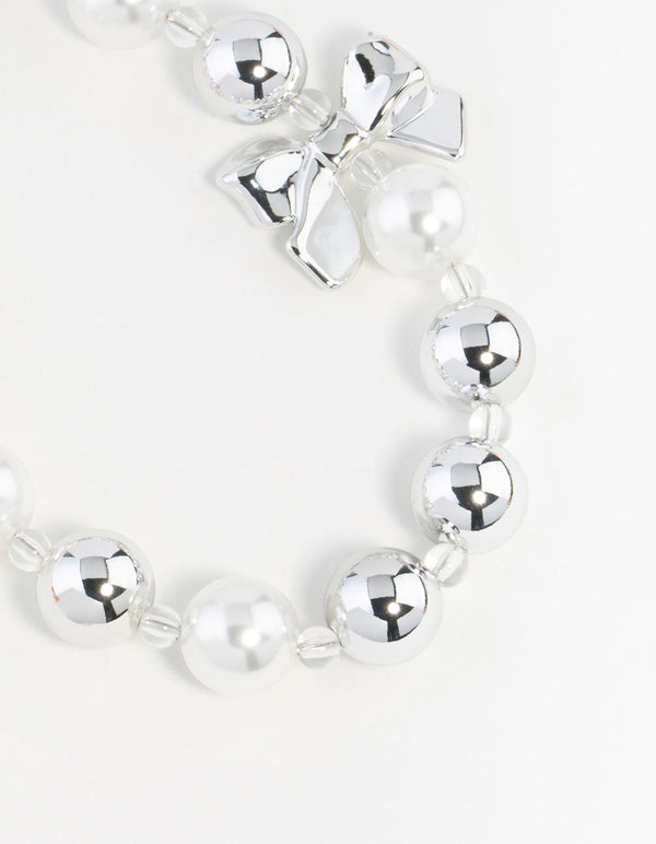 Bow & Pearl Heart Keychain