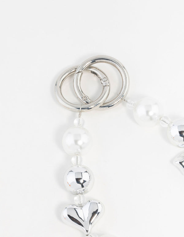 Bow & Pearl Heart Keychain