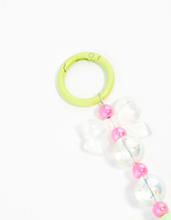 Pink & Green Cloud Bow Keychain