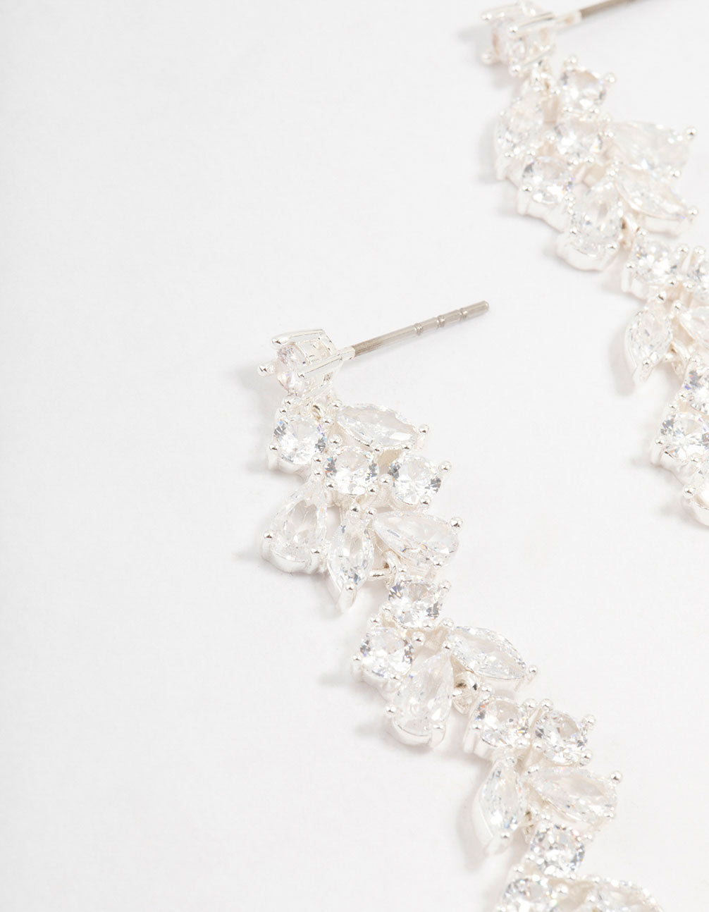 Cubic Zirconia Stone Silver Medium Drop Earrings