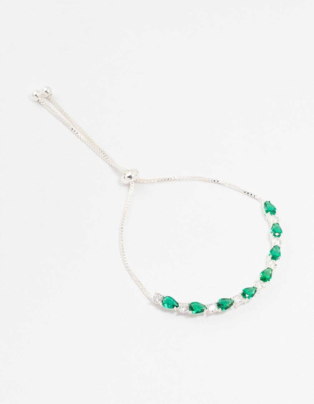 Silver Emerald Cubic Zirconia Toggle Bracelet