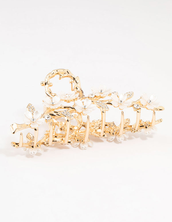 Gold Winding Thorn & Flower Claw Clip