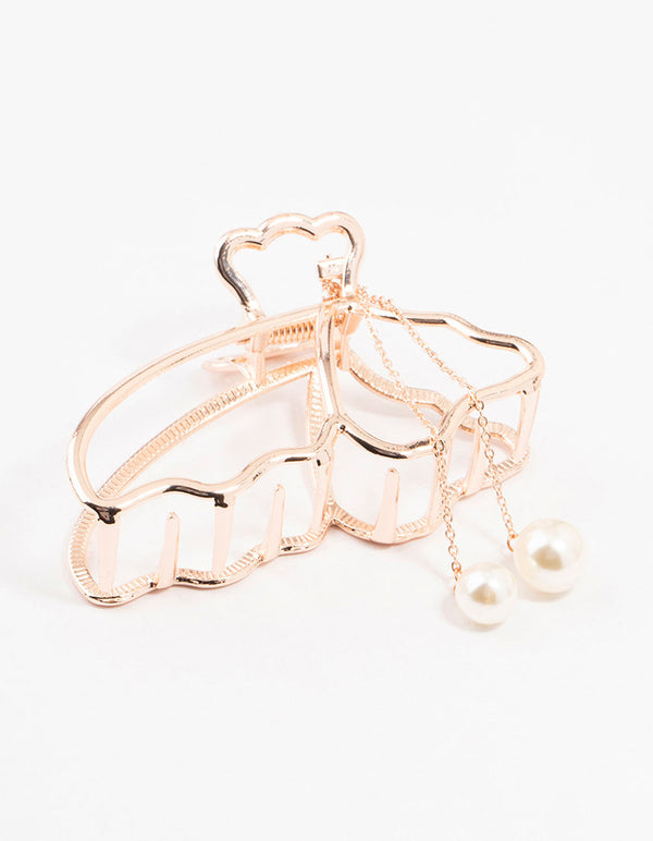 Rose Gold Butterfly & Pearl Claw Clip