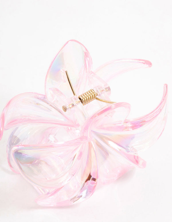 Pink Plastic Frangipani Claw Clip