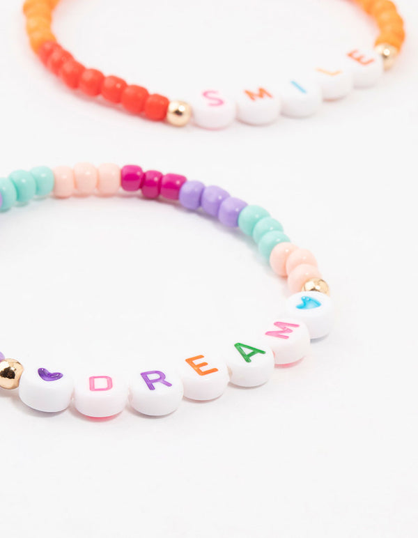 Kids Rainbow Beaded Stretch Bracelet Pack