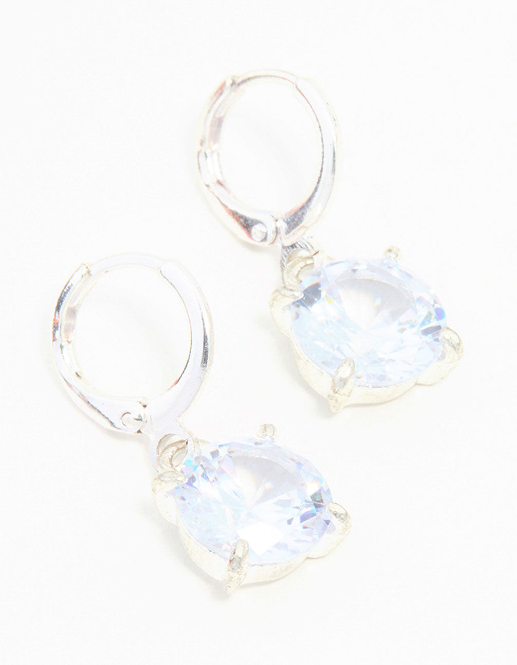 Blue Bezel Diamante Clicker Drop Silver Earrings