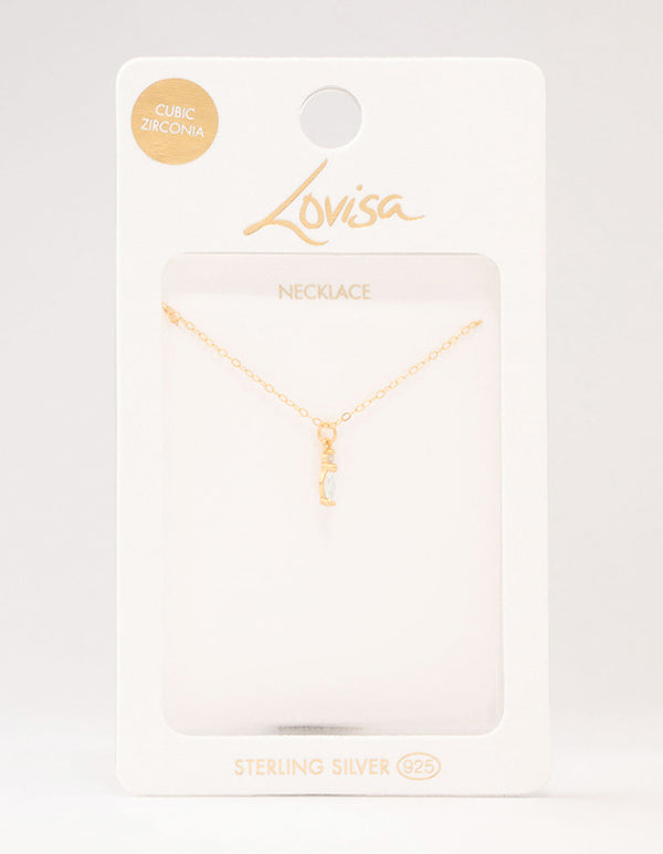 Gold Plated Sterling Silver Marquise Pendant Necklace