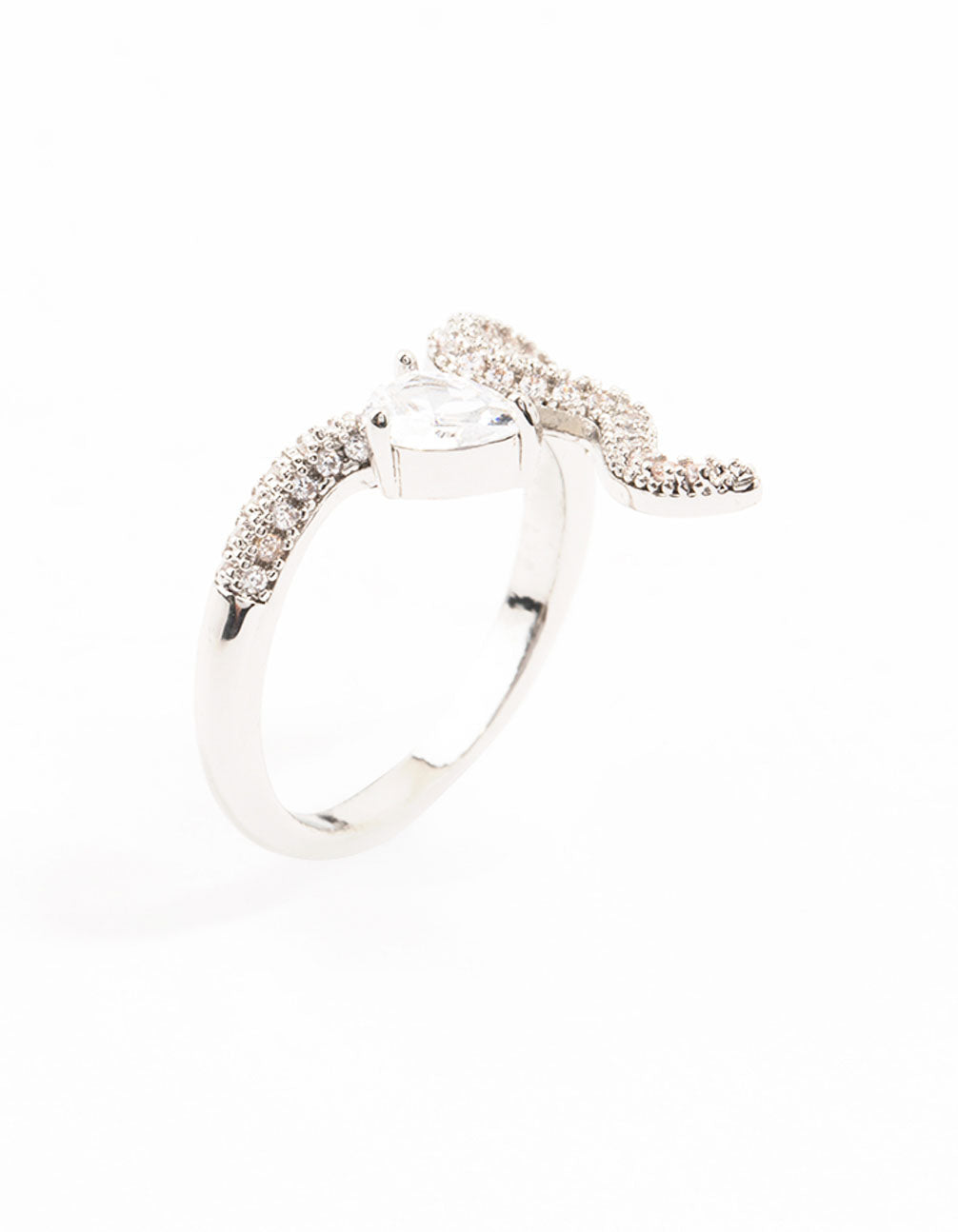 Silver Pave Cubic Zirconia Snake Ring