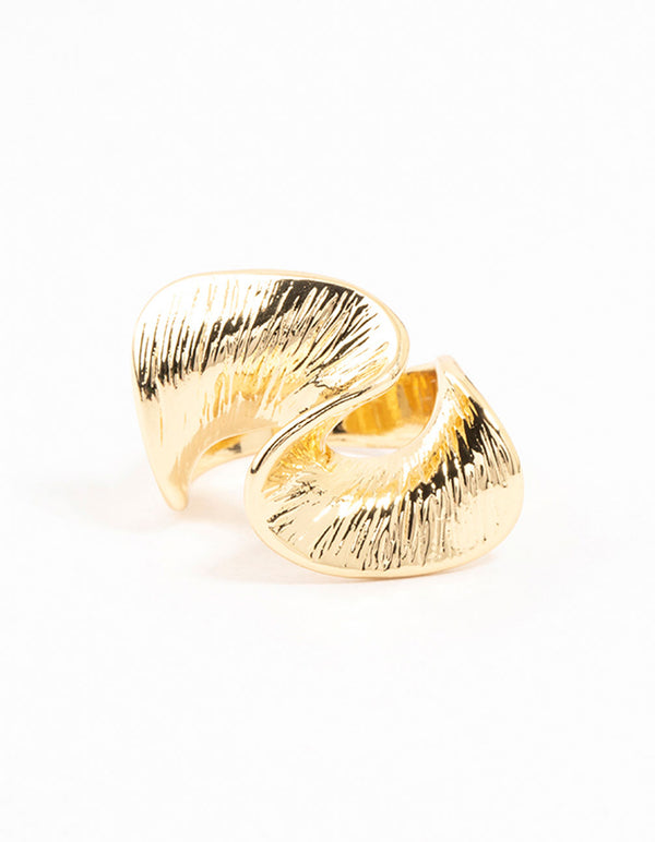 Gold Plated Textured Metal Twisted Ring