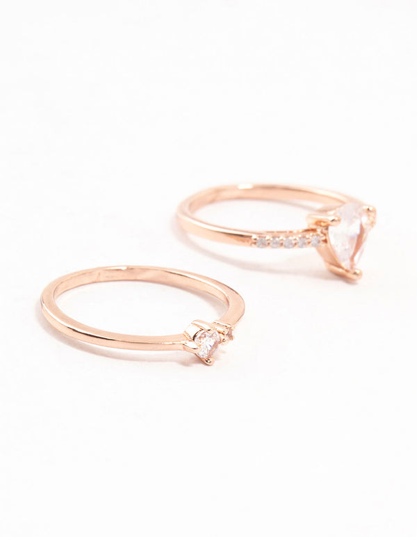 Rose Gold Plated Elegant Pear Stacking Rings 3-Pack