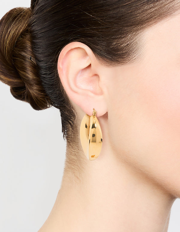 Waterproof Gold Plated Stainless Steel Large Hoop Earrings