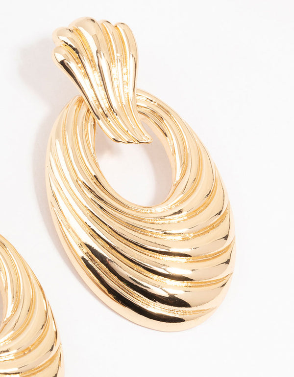 Gold Molten Door Knocker Drop Earrings