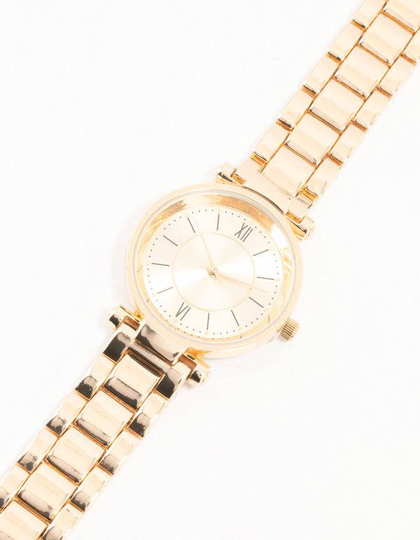Gold Round Roman Numeral Watch