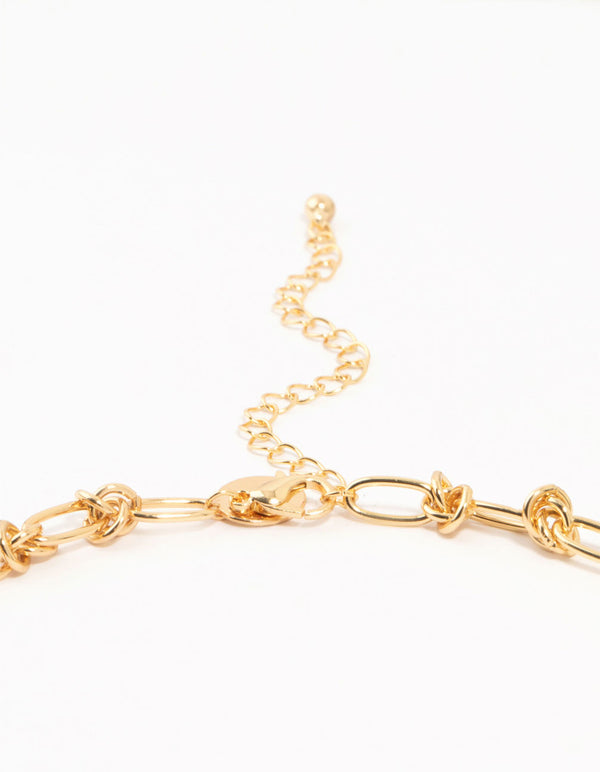 Gold Plated Freshwater Pearl & Knotted Necklace