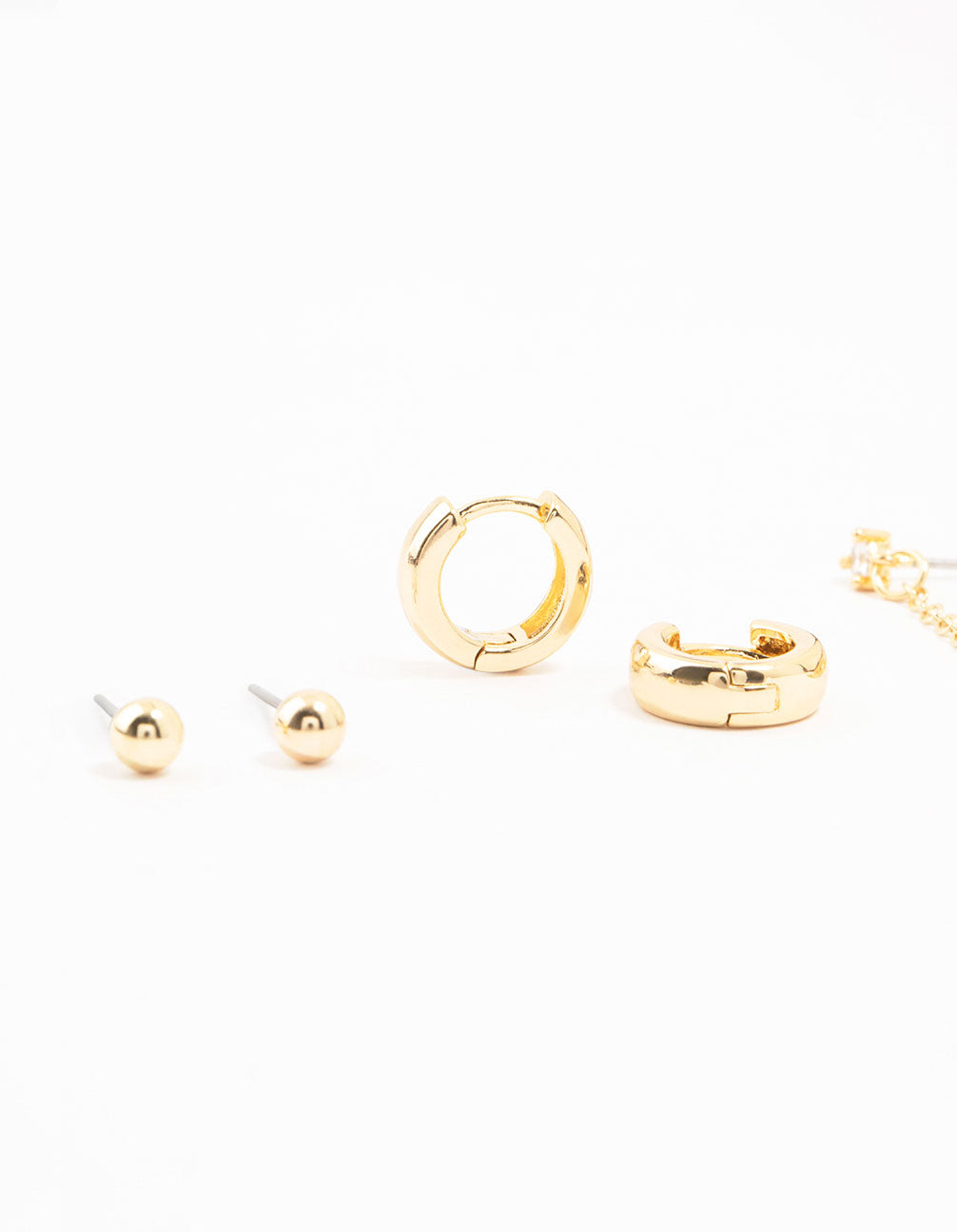 Gold Plated Chunky Hoop & Chain Earrings 4-Pack