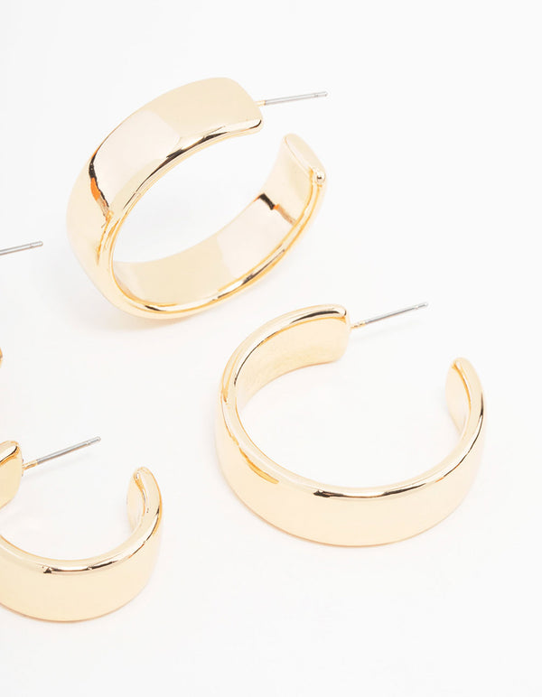 Gold Chubby Hoop Earrings 2-Pack