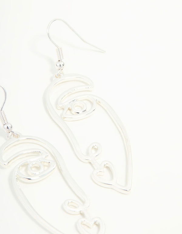 Silver Face Drop Earrings