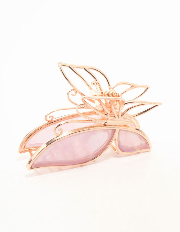Rose Gold Pink Acrylic Butterfly Claw Clip