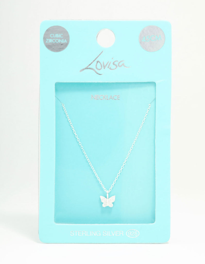 Sterling Silver Cubic Zirconia Mini Butterfly Necklace Lovisa