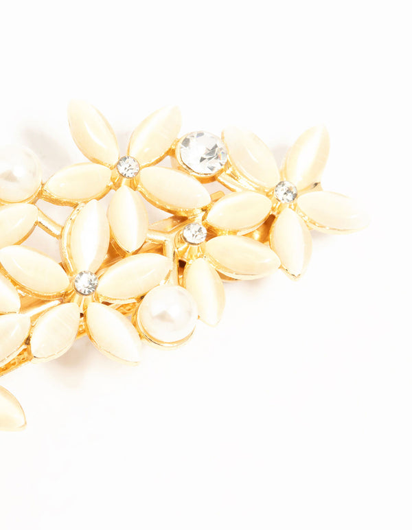 Pearl & Flower Cluster Hair Clip