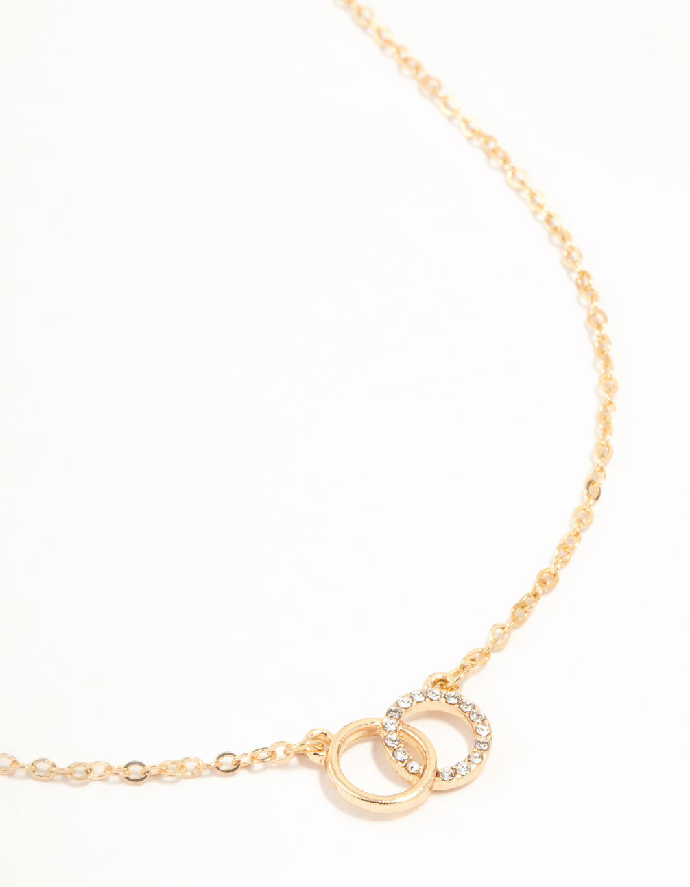 Gold Diamante Open Circle Necklace
