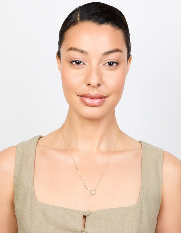 Gold Diamante Open Circle Necklace