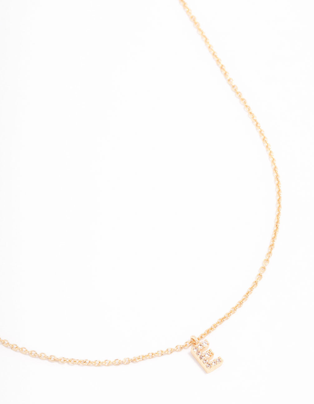 Gold Plated Cubic Zirconia Letter E Necklace