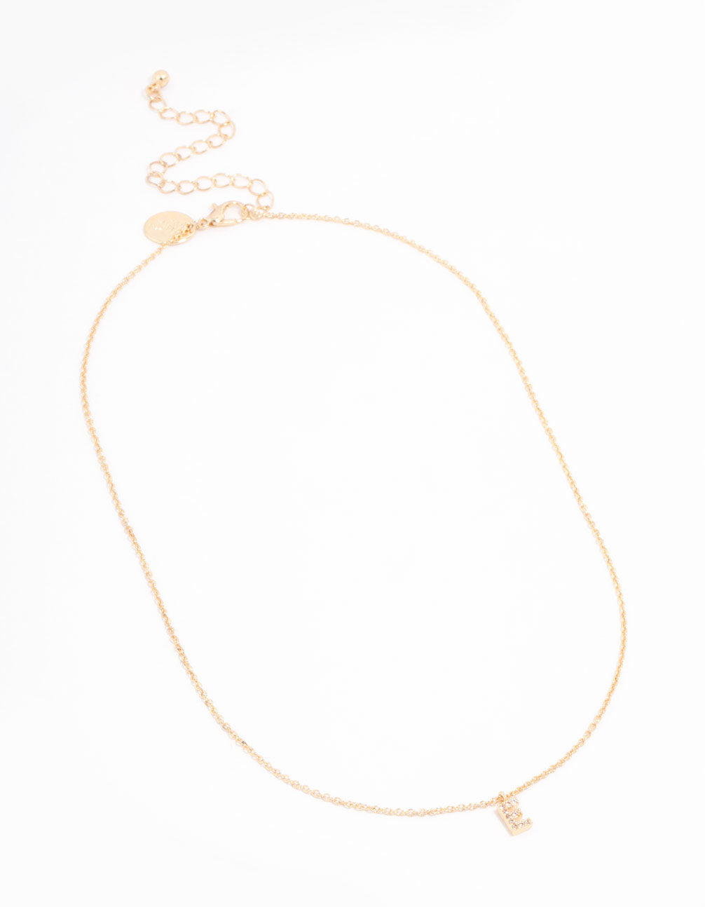 Gold Plated Cubic Zirconia Letter E Necklace