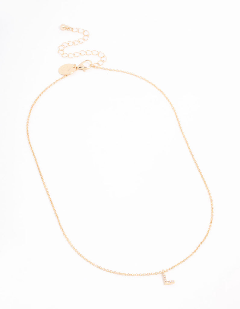 Gold Plated Cubic Zirconia Letter L Necklace Lovisa