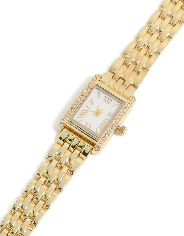 Gold & Diamante Roman Numeral Watch