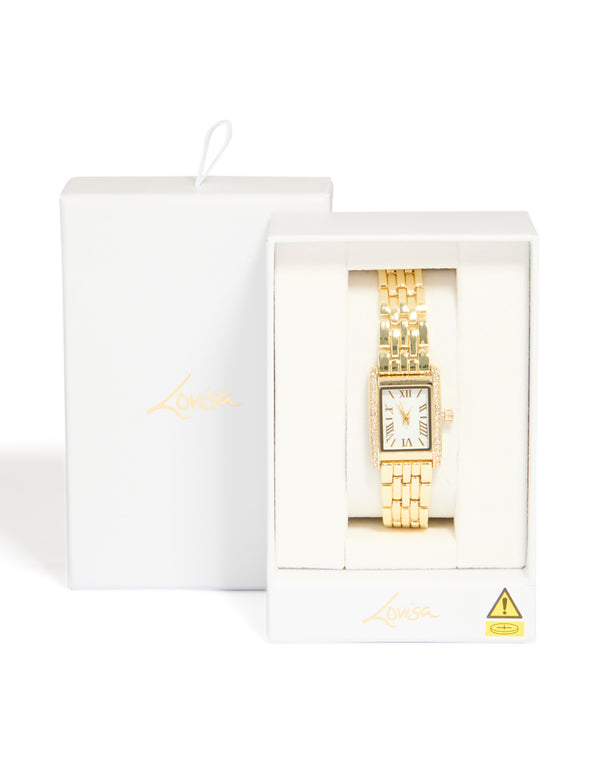 Gold & Diamante Roman Numeral Watch