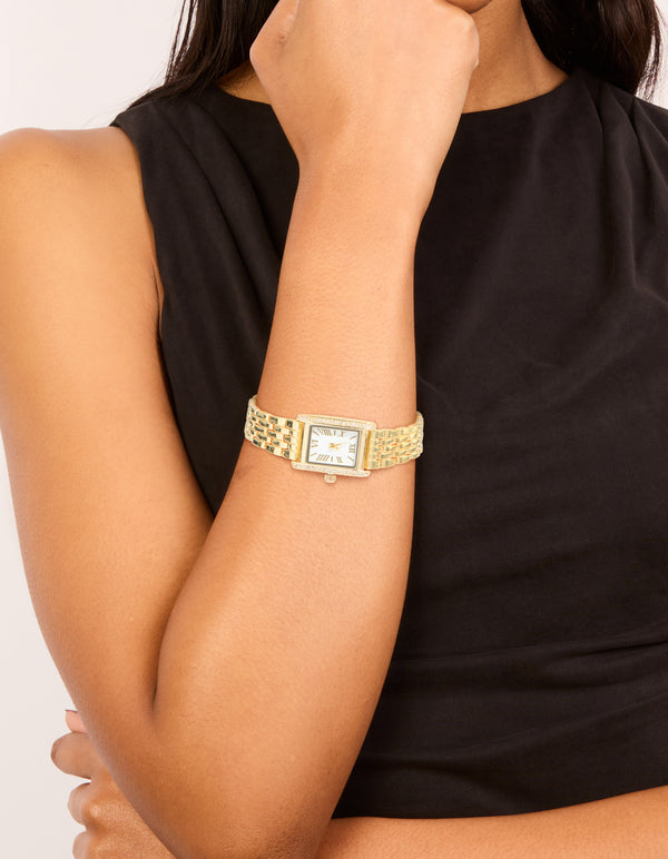 Gold & Diamante Roman Numeral Watch