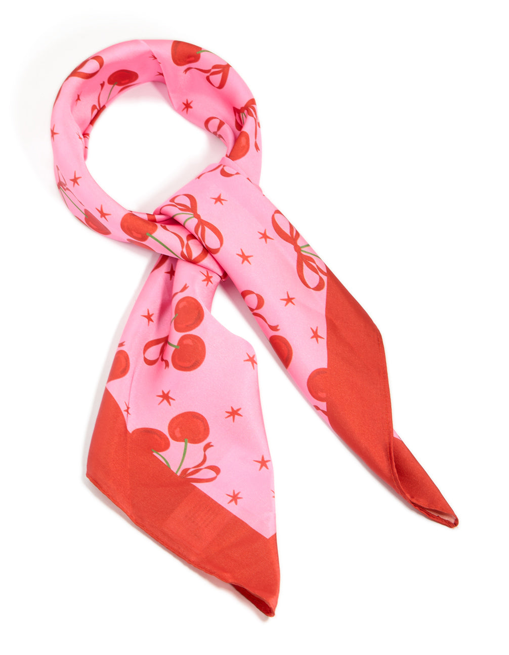 Cherry Bow & Star Fabric Scarf