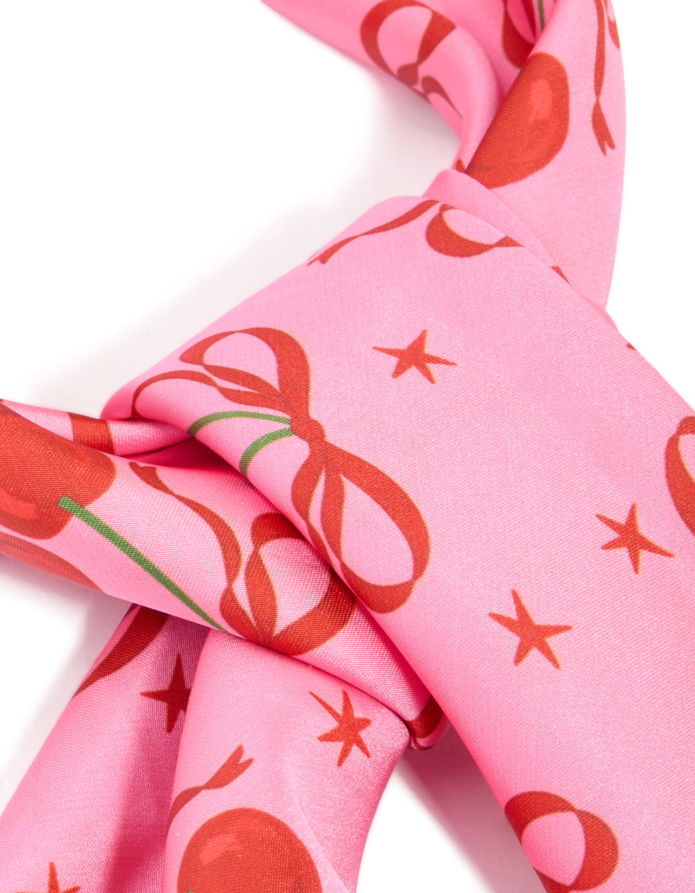 Cherry Bow & Star Fabric Scarf
