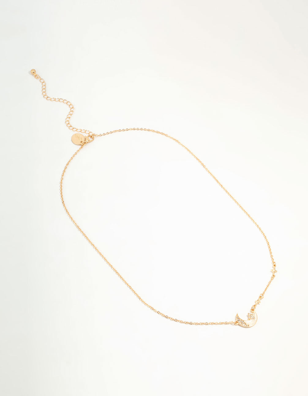 Gold Plated Diamante Celestial Moon Pendant Necklace