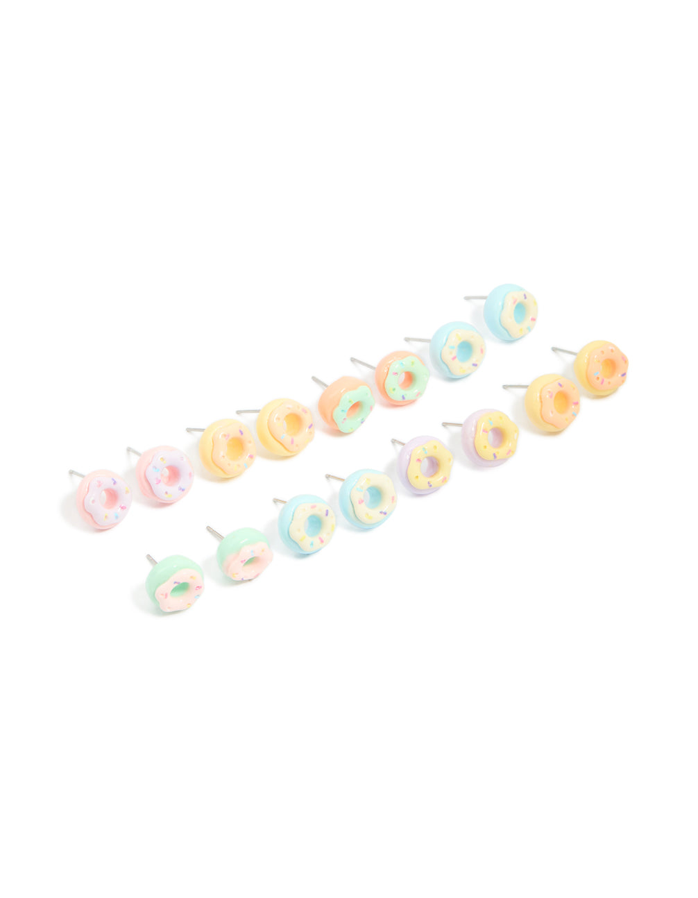 Silver Multicoloured Doughnut Earrings 8-Pack