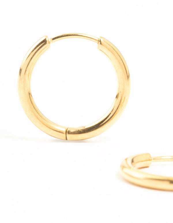 Gold Plated Titanium Medium Classic Hoop Earrings