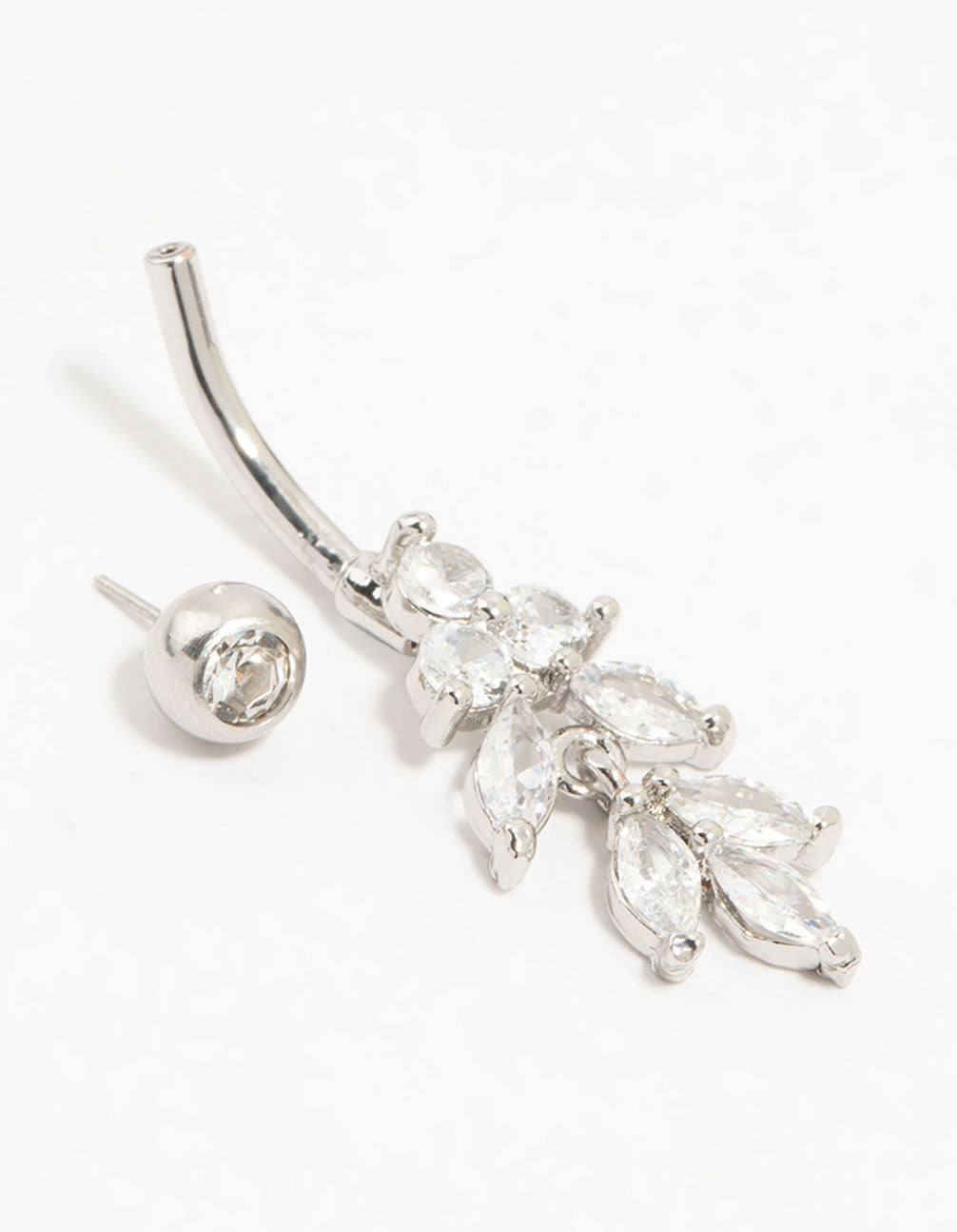 Titanium Marquise Diamante Drop Belly Bar