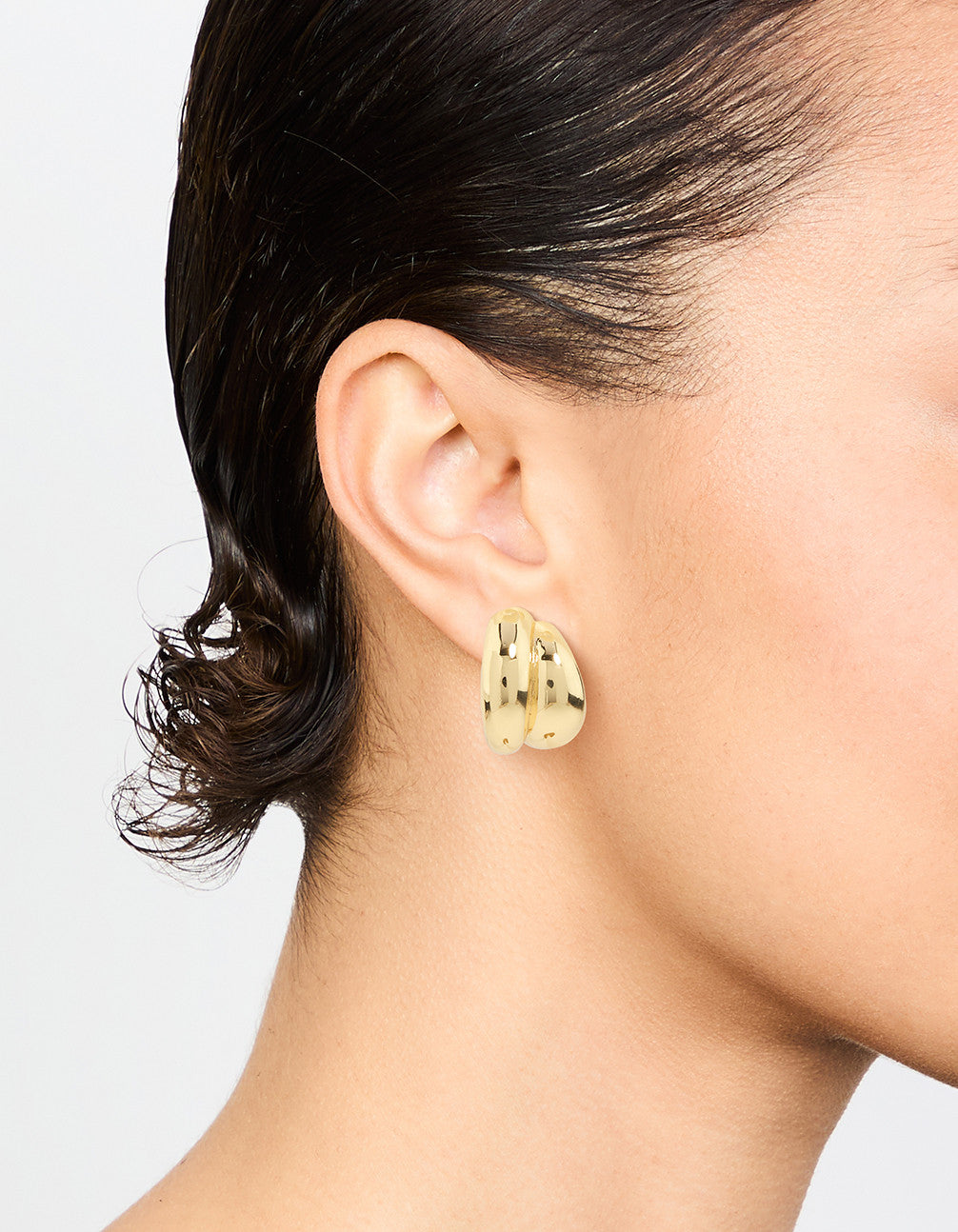 Gold Plated Double Cupchain Imitation Stud Earrings