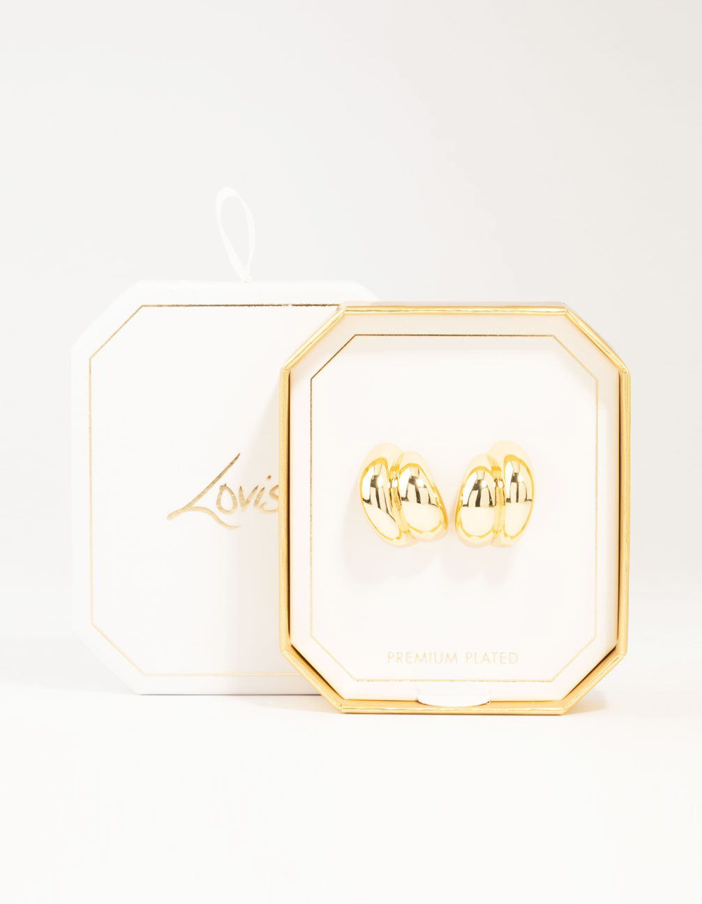 Gold Plated Double Cupchain Imitation Stud Earrings