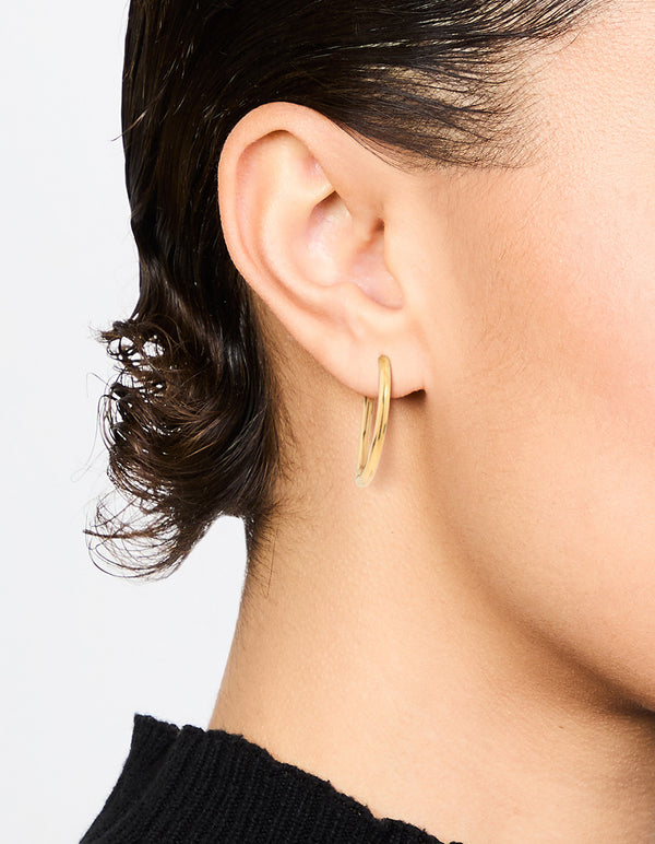 Waterproof Gold Plated Stainless Steel Fine Hoop Earrings