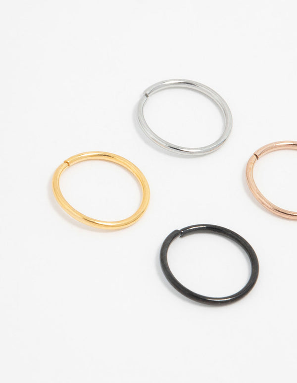 Plain Surgical Steel Nose Rings 4-Pack
