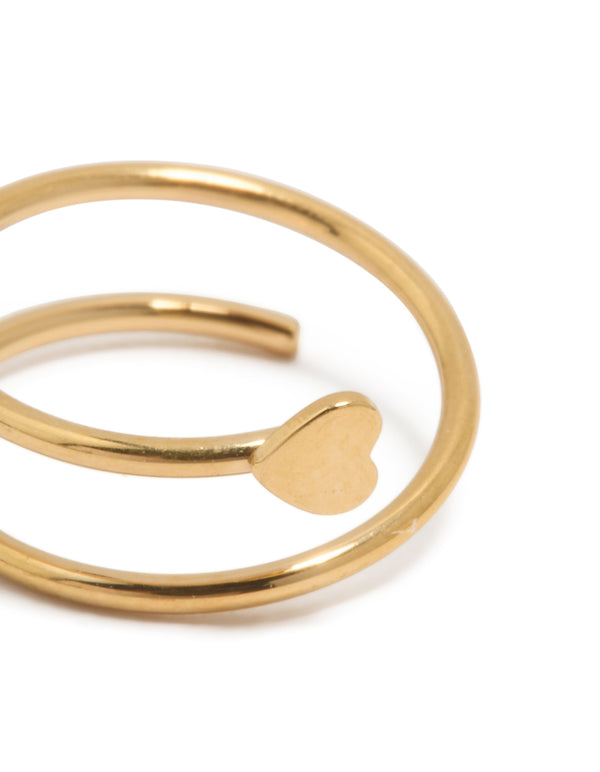 Gold Plated Surgical Steel Spiral Heart Nose Ring