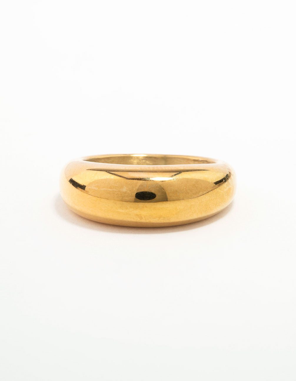 Waterproof Gold Plated Stainless Steel Rounded Band Ring