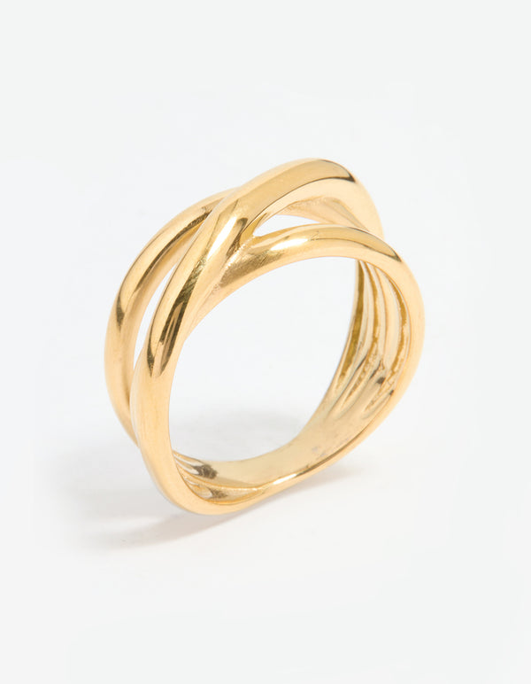 Waterproof Gold Plated Stainless Steel Multi Row Wrap Ring